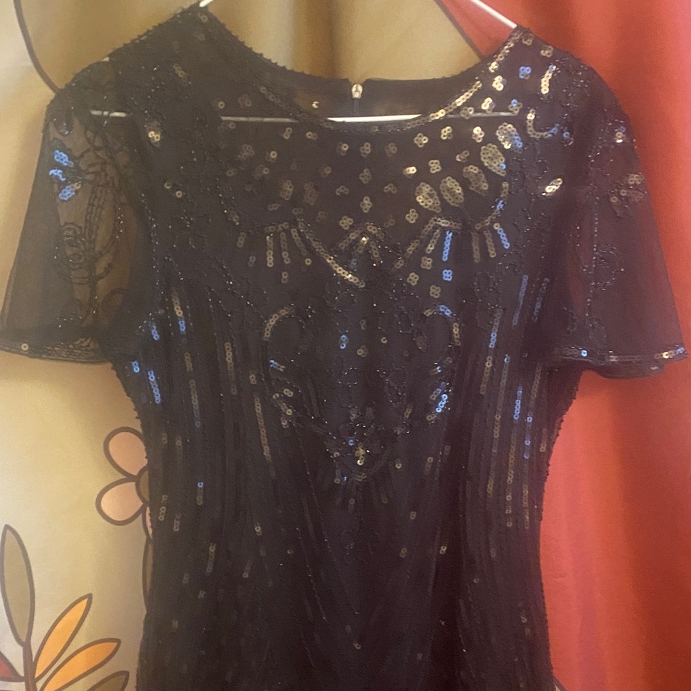 YESSA 1920s Flapper Fringe Short-Sleeve Sequin Dress - Picture 9 of 14